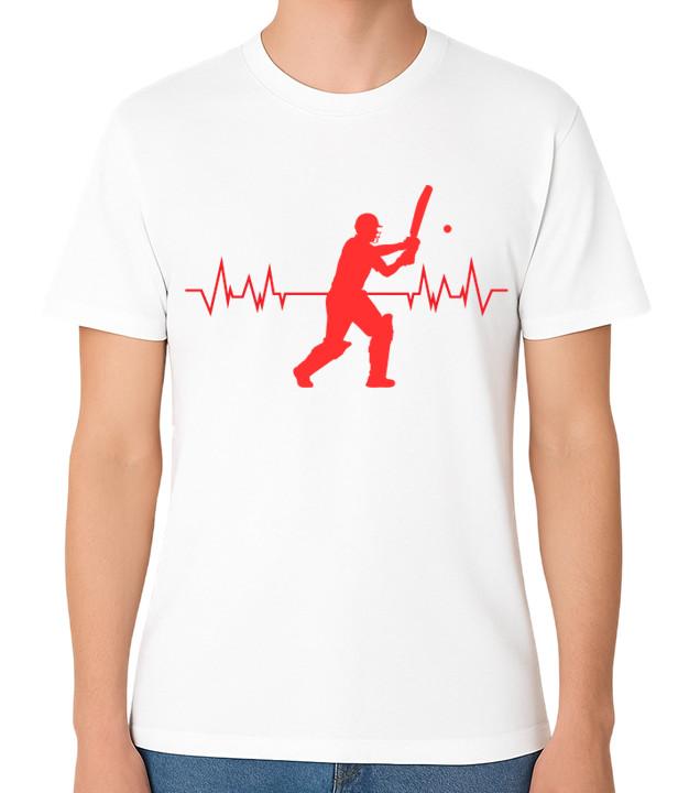 Cricket Heartbeat Batsman Graphic Unisex T-Shirt Sports Fan Tee S