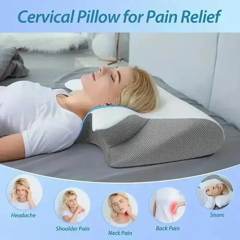 Sleep Memory Neck Pillow Butterfly Slow Rebound Comfortable Memory Foam Sleep Pillow Cervical Orthopedic Neck Massager Pillow