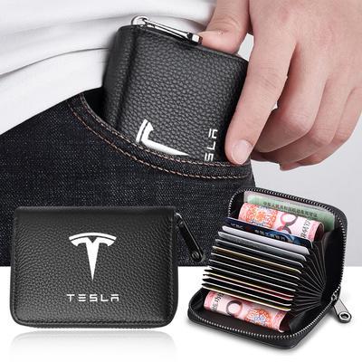 Kožená peněženka na řidičský průkaz, občanský průkaz, bankovní karty, styling auta pro Model 3 Model X S 2016-2023 Model Y nálepky TM3 TMX