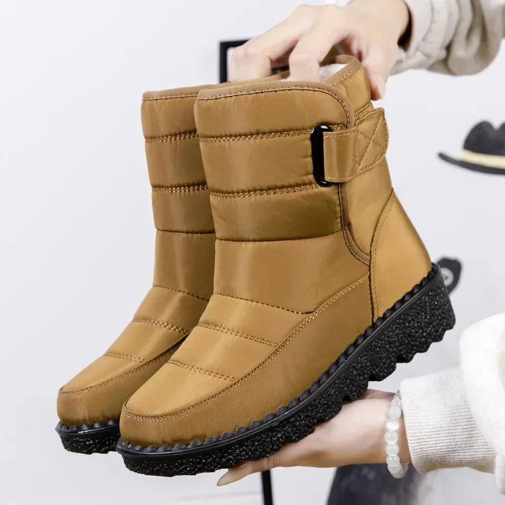Waterproof Boots for Women Casual Winter Women Ankle Boots Warm Plush Soft Platform Snow Boots 2025 Slip on Cotton Padded Shoes