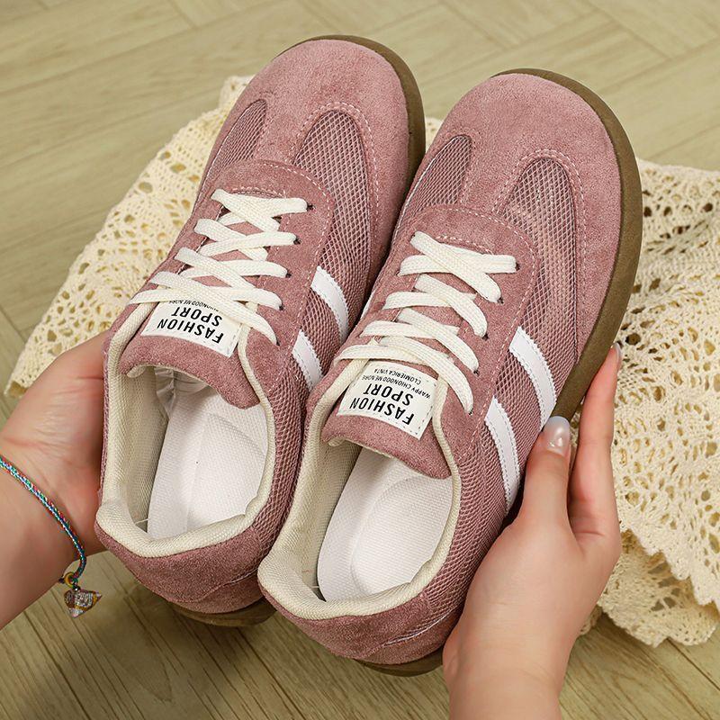Milk tea color ins breathable women's mesh summer student casual board shoes thick sole lightweight sports casual shoes