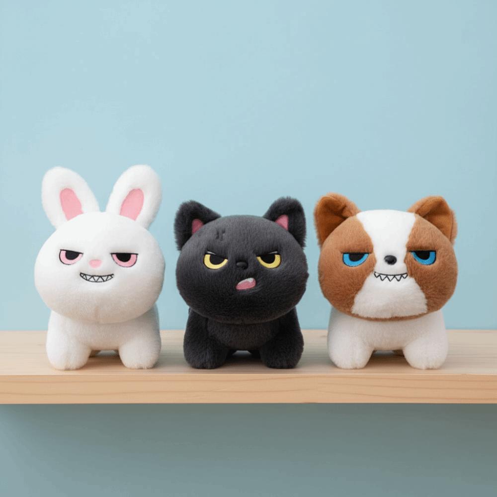 Cartoon Design Black Cat Plush Toy Grey Cat Stuffed Toys Cute Doll Stuffed Animals Birthday Gifts