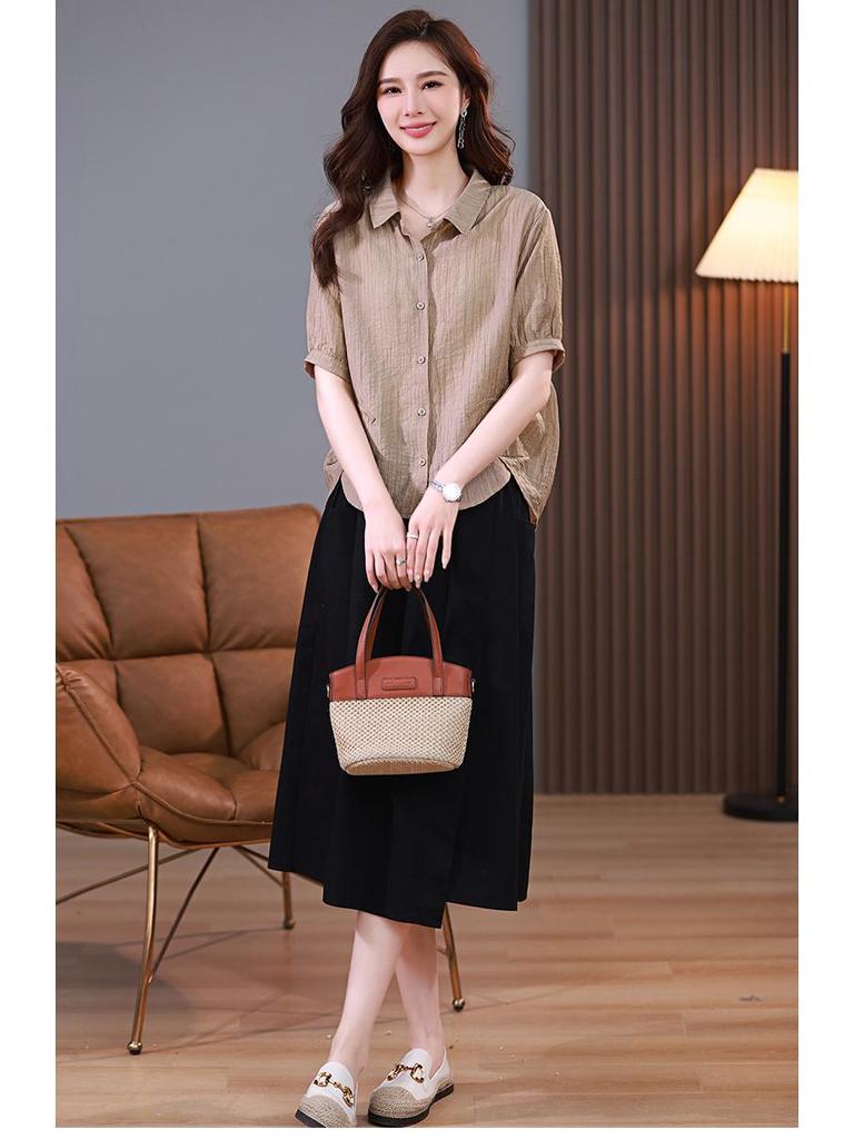 Elegant Petite Tencel Chiffon Top & Midi Skirt Set - Summer 2025