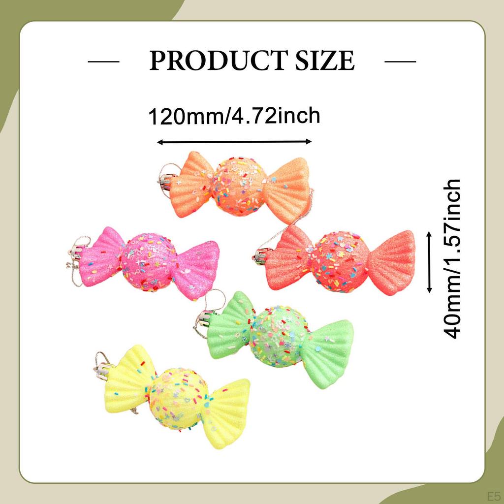 5 Pieces Christmas Tree Ornaments Decorative Xmas Baubles with Hanging Loop Charm Pendants for