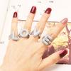 Letter Design Ring with Clear Stone Detail, Copper Base Fashion Jewelry for Daily Outfits, Party Styling and Gifts