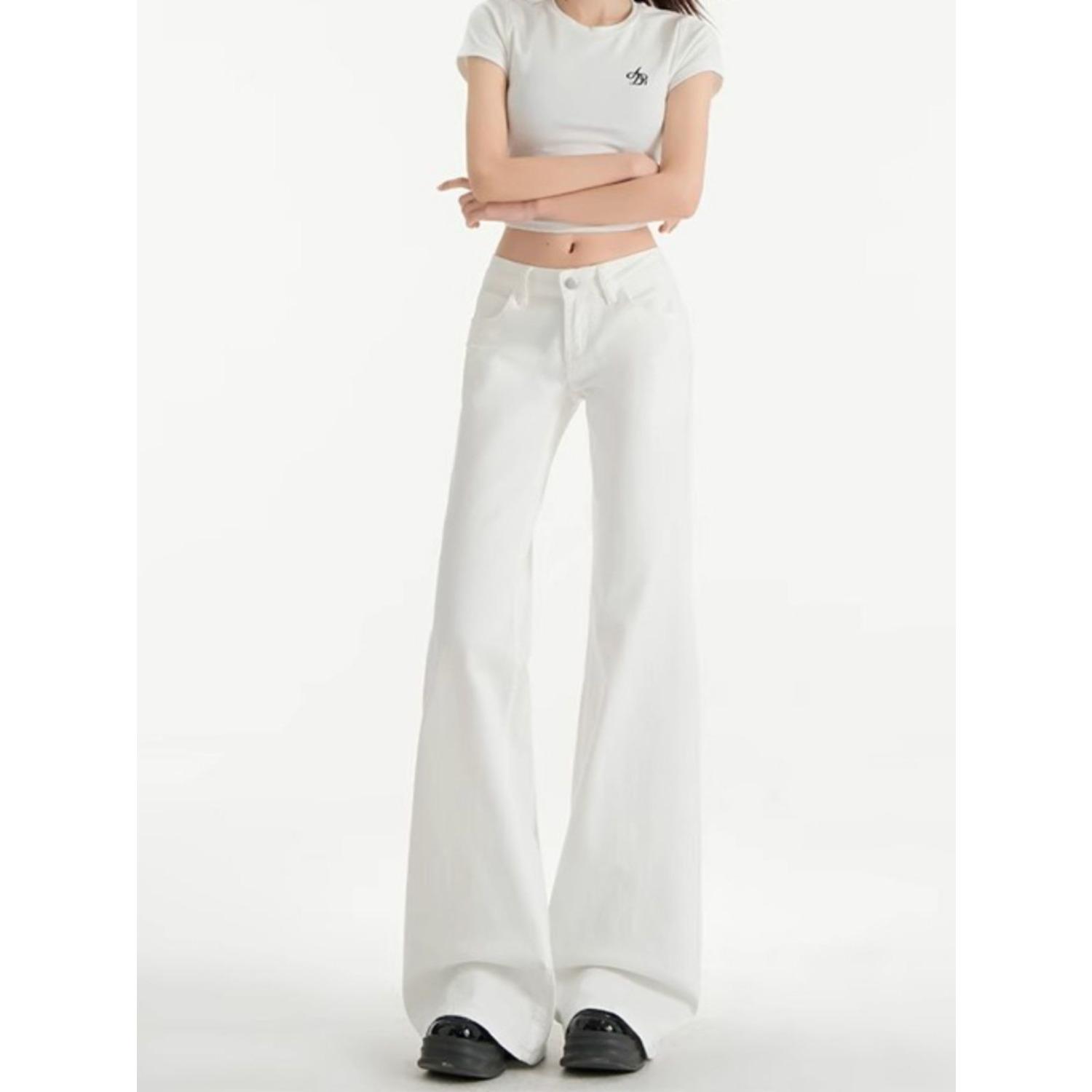 Women s High Waist Flared Jeans Wide Leg Casual Loose Fit Denim Pants 2025 Summer New S