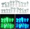 20-Piece Set of Resin Decorative Wooden Elf Figurines [10 Blue, 10 Green] + 2 Decorative Branches, Glow-in-the-Dark Bonsai DIY Decoration Dollhouse