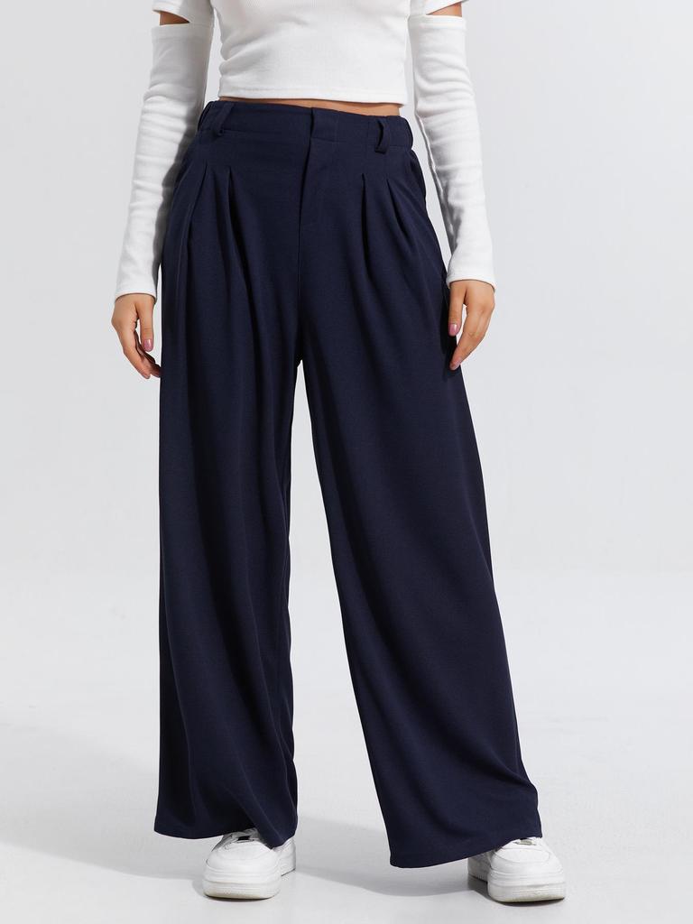 2025 Europese en Amerikaanse Dames Hoge Taille Wijde Pijp Elegante Casual Broek