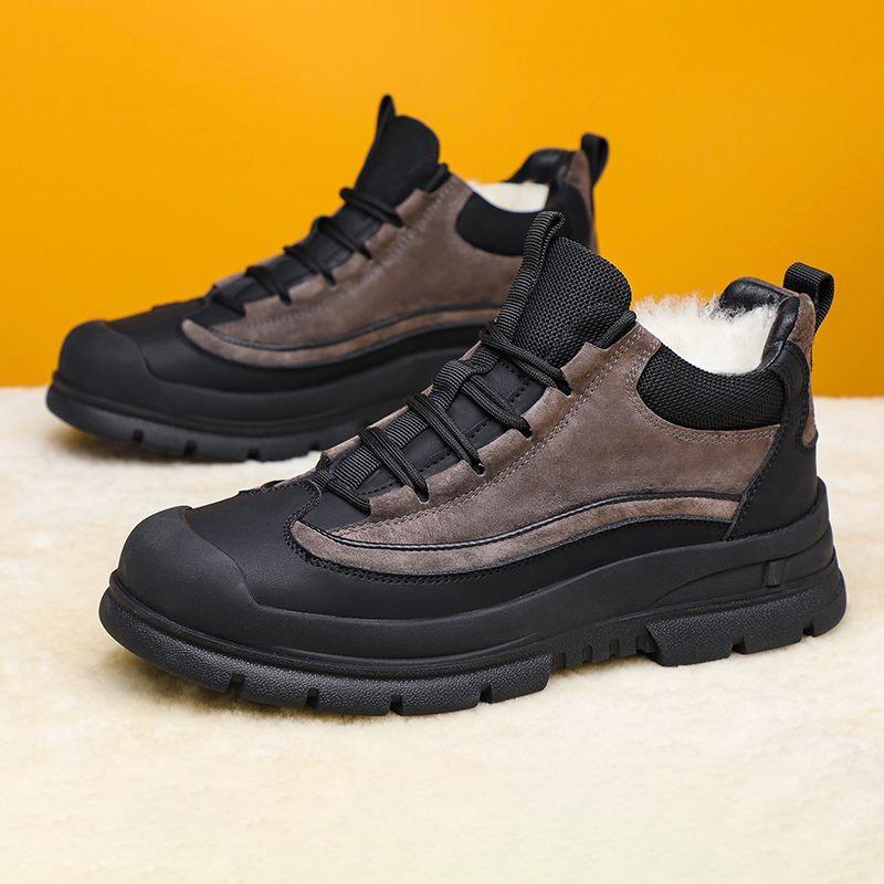 Fashion Winter New Cotton Shoes High Top Shoes Men's Thick Plush Warm Snow Boots Outdoor Waterproof and Cold proof Warm Cotton Boots