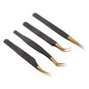 4pcs Eyelashes Extension Tweezer Curved Straighted Tip Stainless Steel False Eyelashes Applicator