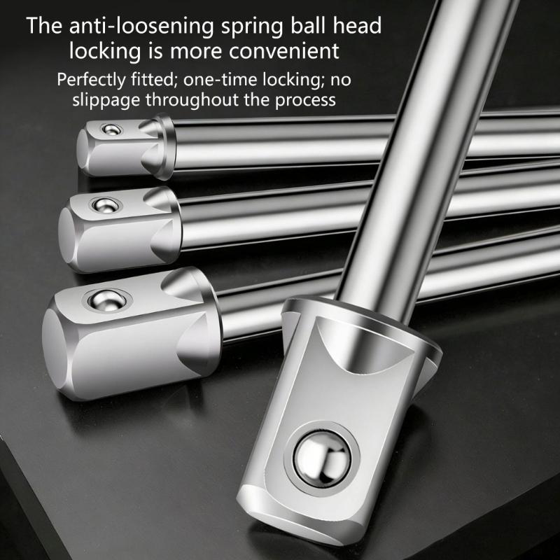 Pack Of 3 Hexagonal Shank Square Drive Socket Adapter Extension Bar 150mm 1/4", 3/8", 1/2" For Power Drill And Auto Repair