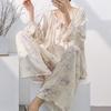 Cotton and silk family 1011 new cotton silk pajamas women's spring and autumn loungewear suit women can wear casual long-sleeved trousers