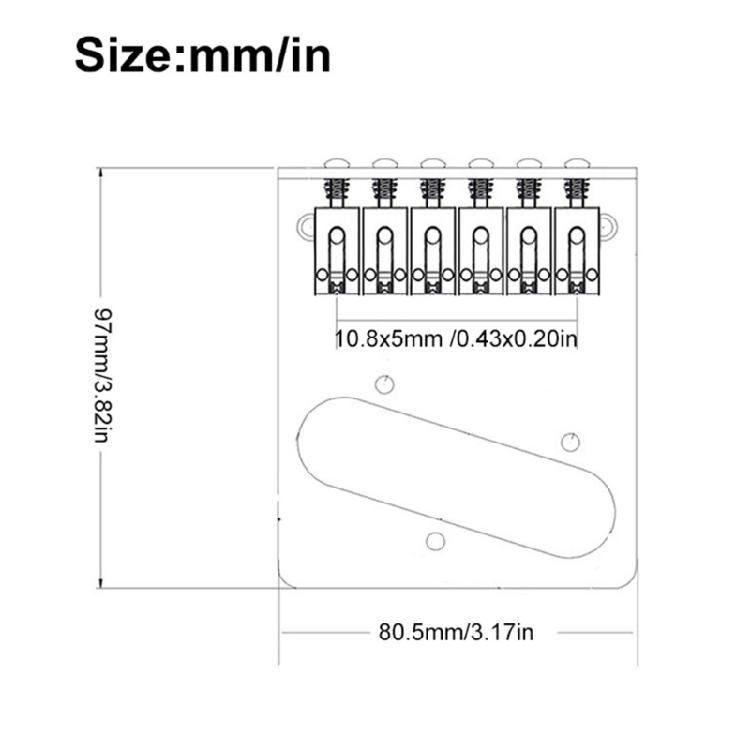 6 Rollensättel Elektrischer Bass Feste Brücke 6 Saiten Professionelles Basszubehör Feste Brücke Bassgitarrenteil für Gitarre