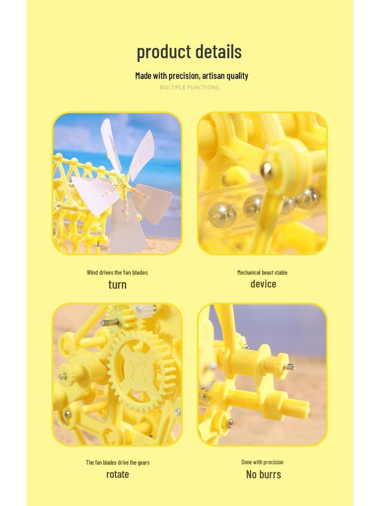 Wind-Powered DIY Bipedal Robot Kit for Students: Creative Science Experiment Puzzle Toy