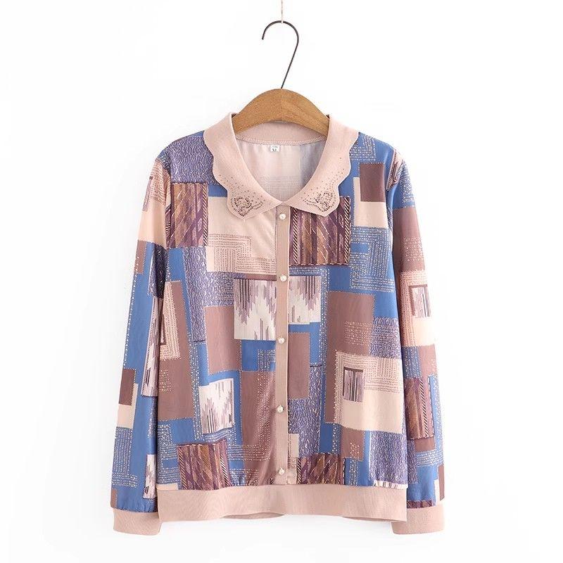 Women's Long-sleeved T-shirt Fashionable Lapel Fashion Printed Casual Top