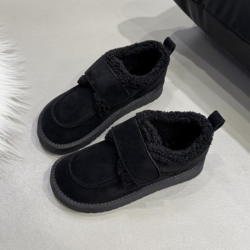 Women's fashion lightweight height-enhancing soft sole winter warm velcro fur one snow boots lined with velvet non-slip casual sports cotton boots
