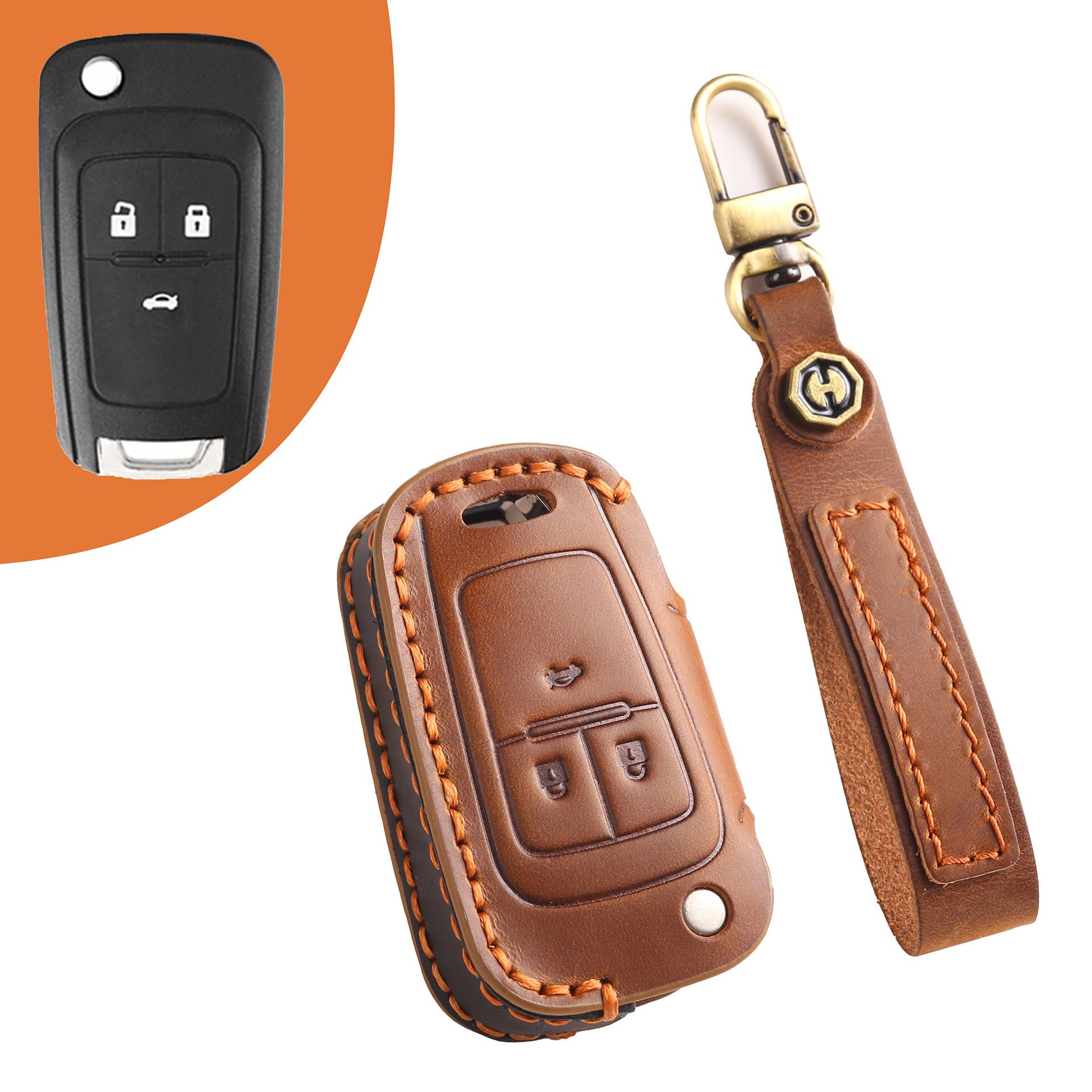 

Suitable for Buick Chevrolet series leather car key cover folding key case pure handmade high-end