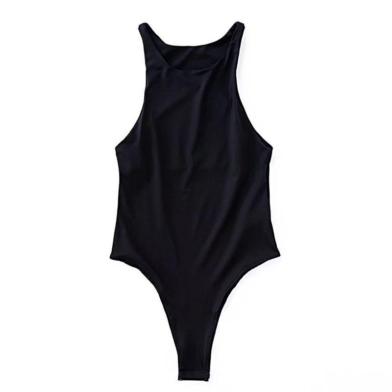 

Модный стиль Без рукавов Круглый вырез Высокий разрез Узкий треугольный комбинезон Женский Наряд с открытым боком Сексуальный Двухслойный Модный Эластичный Жилет Black S