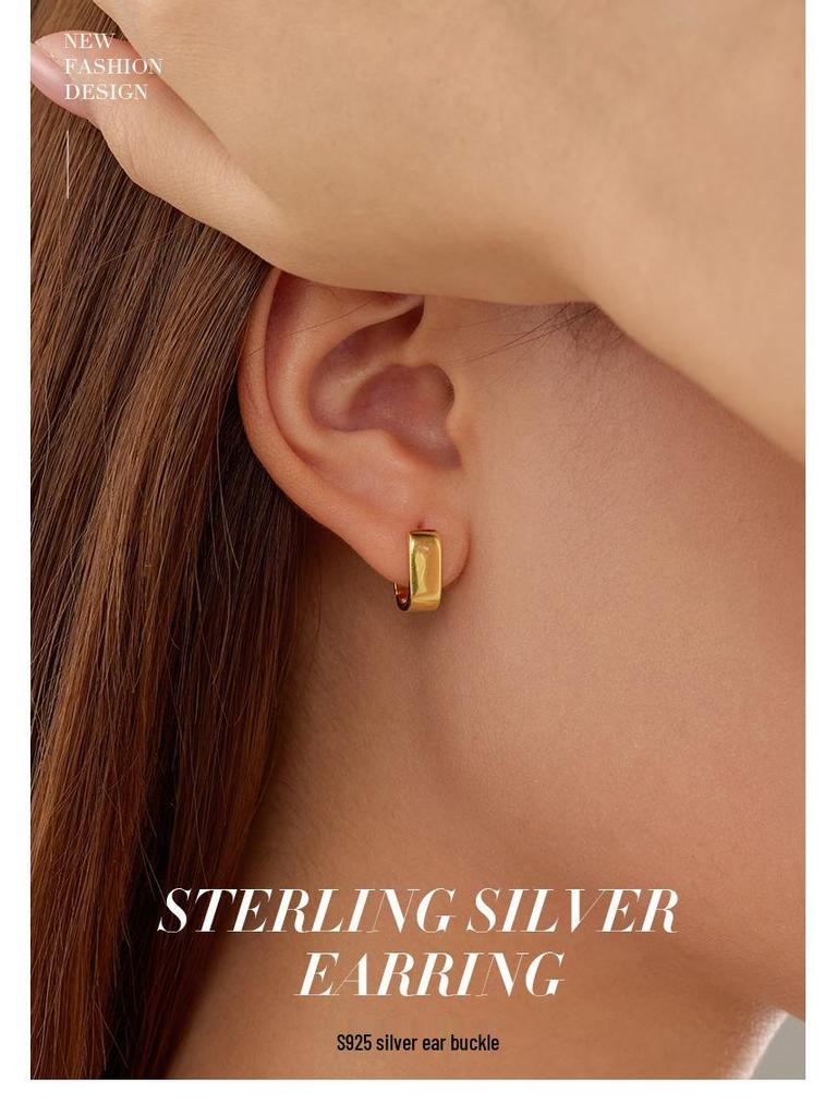 Cercei Manșetă Pătrată pentru Ureche din Argint Sterling 925 - Design Geometric Minimalist pentru Femei