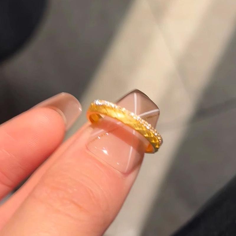 Xiaohongshu Hot Italian French Diamond Wheat Ear Ring for Women - Light Luxury Retro Design Adjustable Size