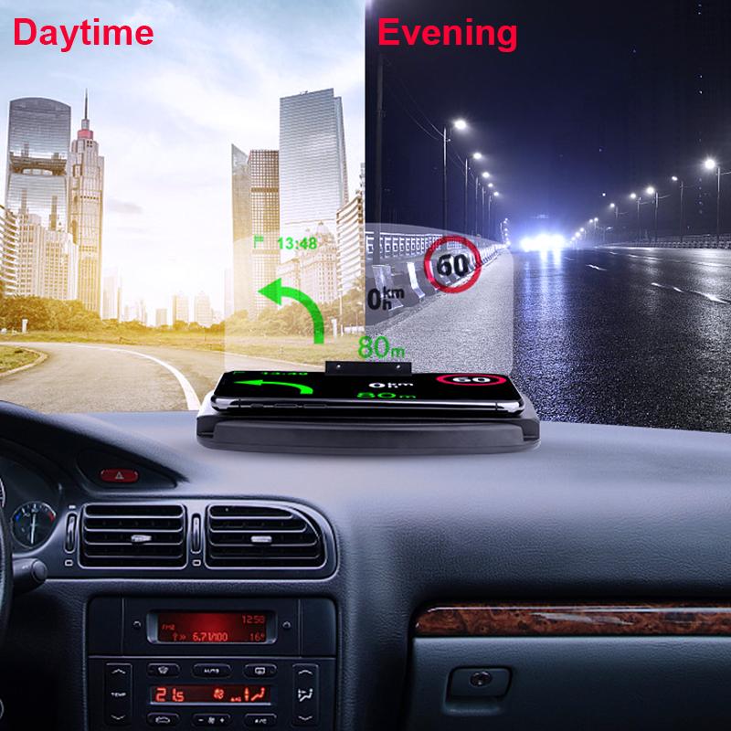 Car HUD Head Up Display Phone Holder Mount GPS Projector Real-time Traffic Report