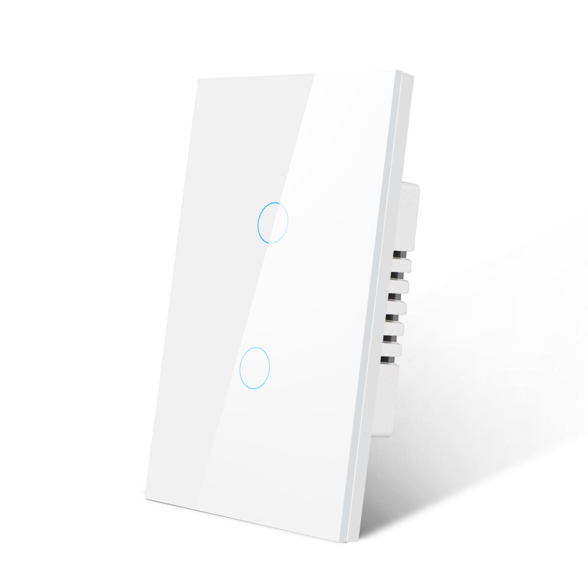 

Tuya Smart Life Zigbee Сенсорний настінний вимикач світла Немає нейтрального проводу Немає потреби в конденсаторі Контроль програми Сумісний Alexa Google Home 2-Gang білий