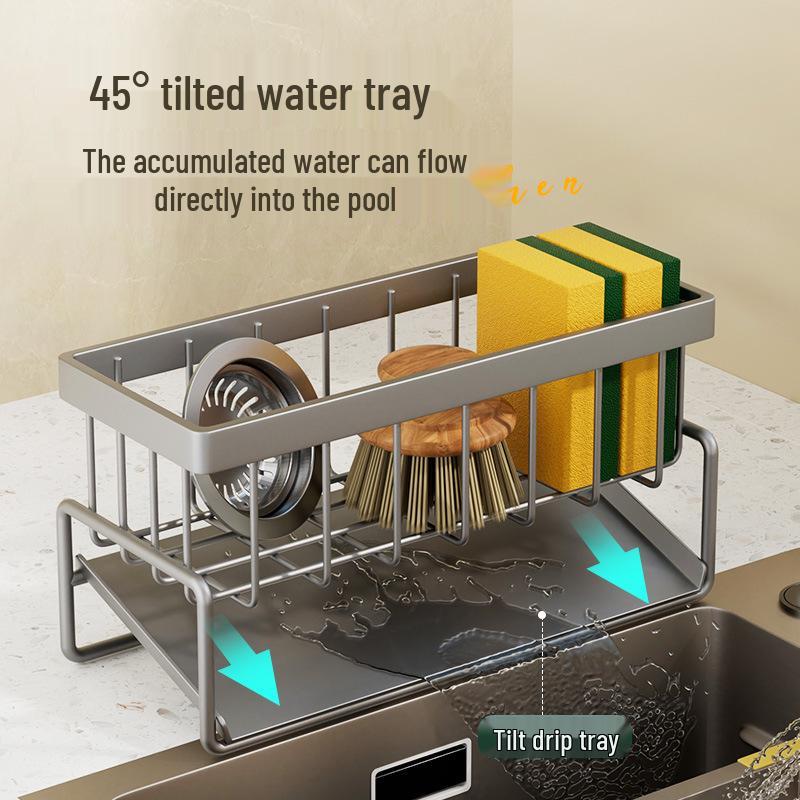 Multifunctional Kitchen & Bathroom Organizer: Dishcloth Rack, Sponge Holder, Sink Drainer, Storage Box