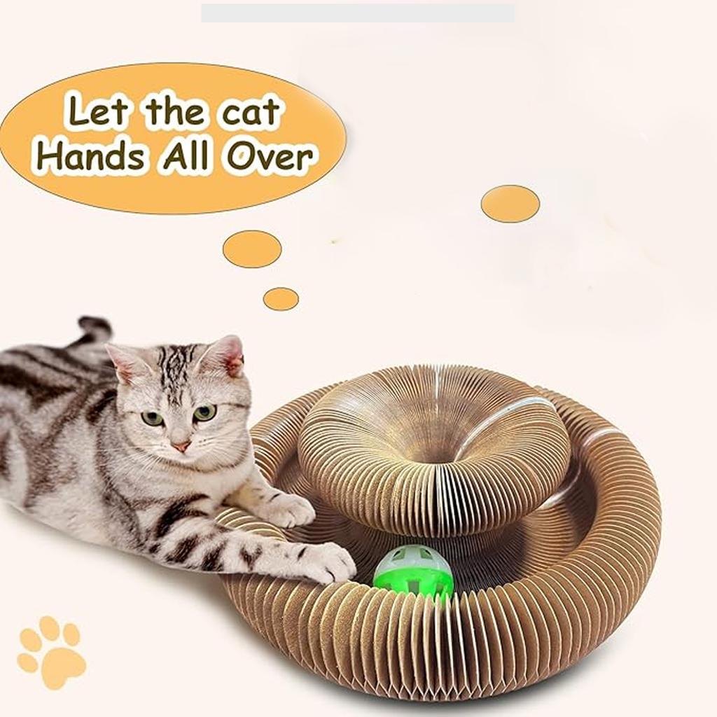 1Pc Foldable Organ Cat Scratcher Board with Interactive Bell Ball for Indoor Cats