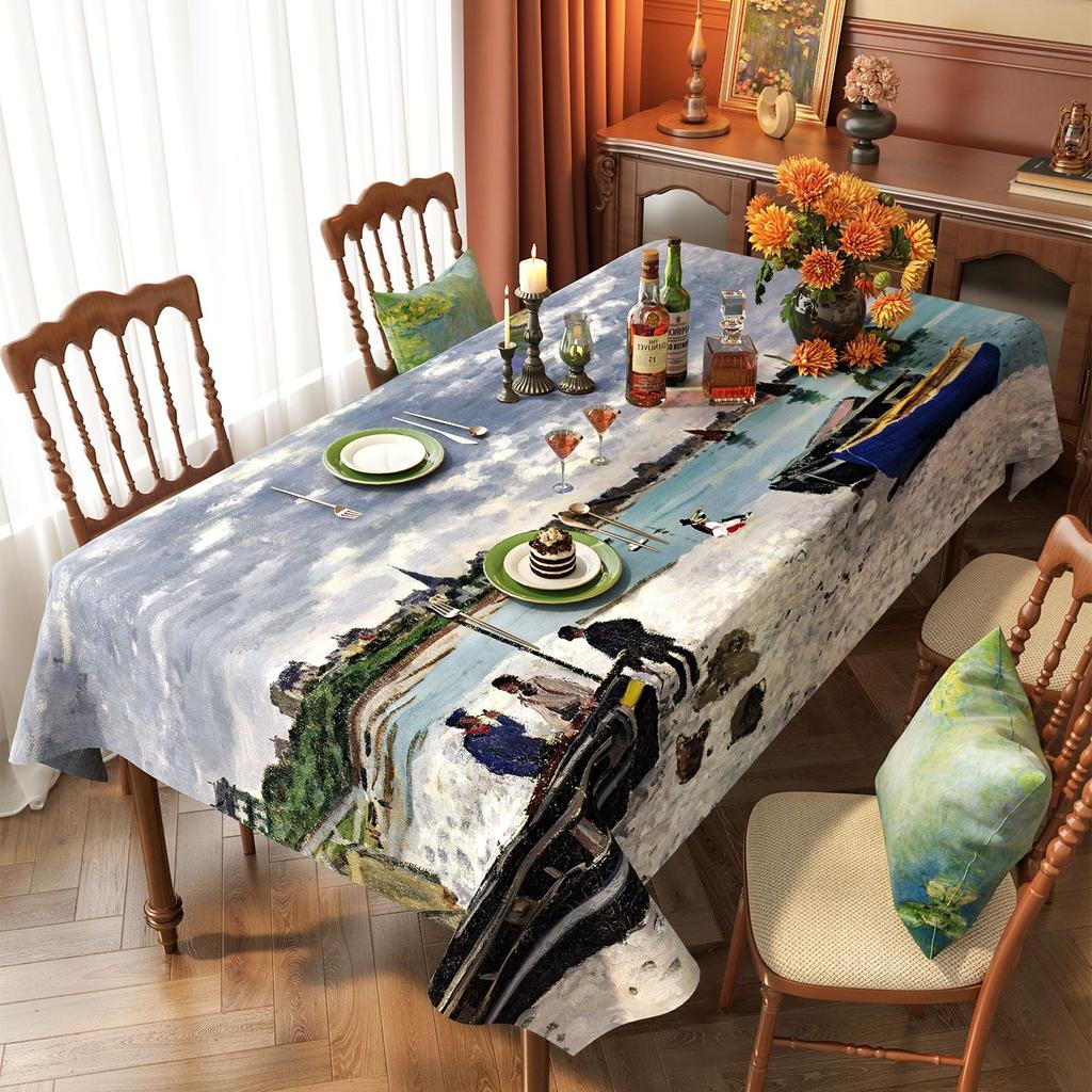 Van Gogh-Style Oil Painting Tablecloth: Waterproof, Grease-Resistant, No-Wash, Light Luxury, High-End Artistic Rectangular Dining Tablecloth