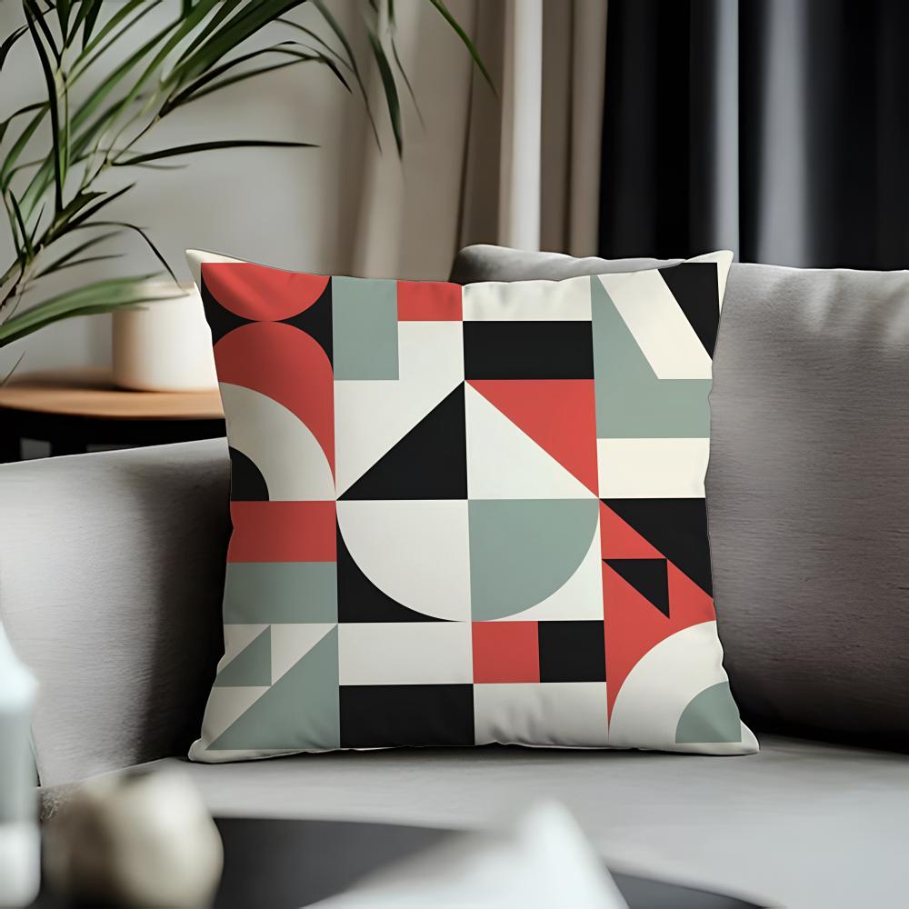 Trending BBauhaus Geometryer Cushion Cover Antidustmite Pillowcase Invisible Zipper Silky Short Plush Sofa Cushion Cover
