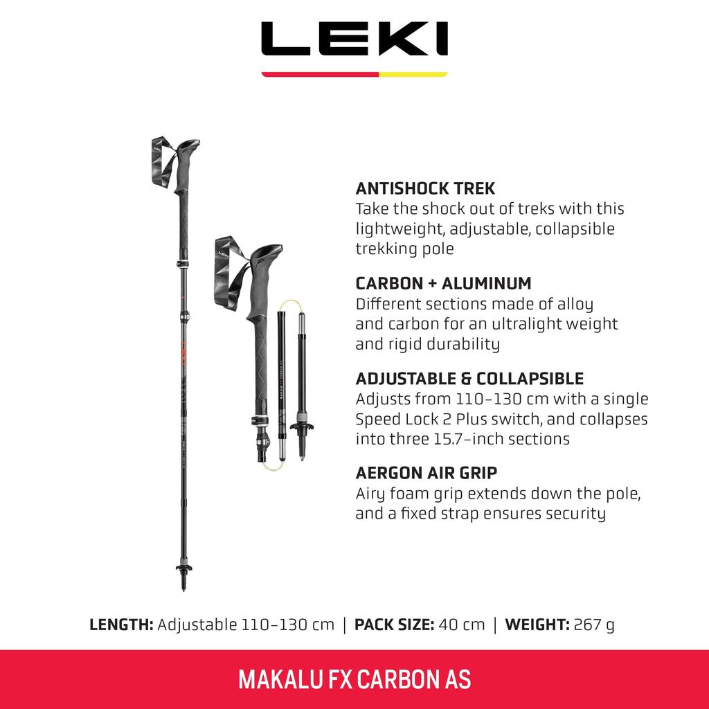 LEKI Makalu FX Carbon AS 1300446 for outdoor mountaineering and trekking Gray,