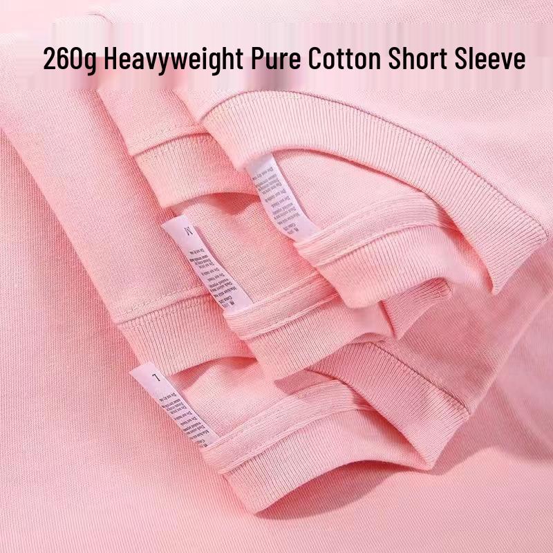 Wine Red Heavyweight Pure Cotton Short Sleeve T-Shirt, Thick Loose Half Sleeve, Small Collar Men's Plain Base Layer
