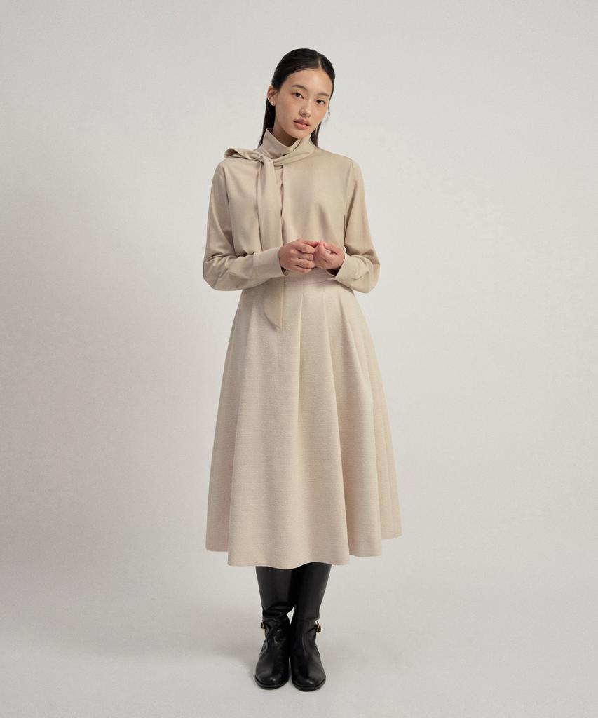 TOWAV Maige Tuck Skirt_Cream Beige