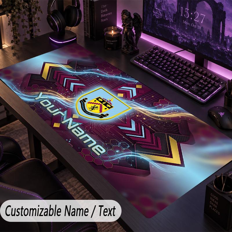 Custom Text Big Mousepad, Extended Desk Pad For Laptop Work GameBurnley Football