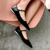 Spring Women Shoes Genuine Leather Mary Jane Shoes Pointed Toe Suede Chunky Heel Women Shoes Retro Low -Heel Pumps