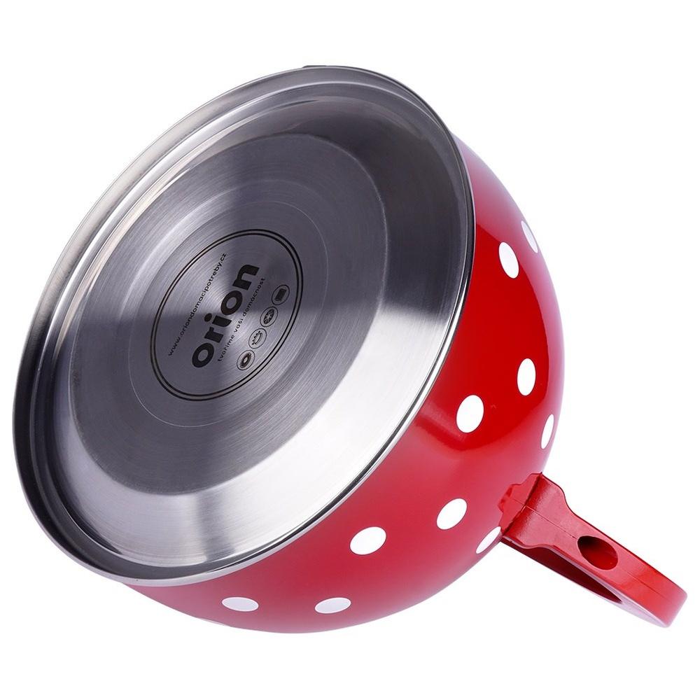 Orion 1.8L Red Polka Dot Stainless Steel Whistling Tea Kettle (1.5L Usable Capacity)
