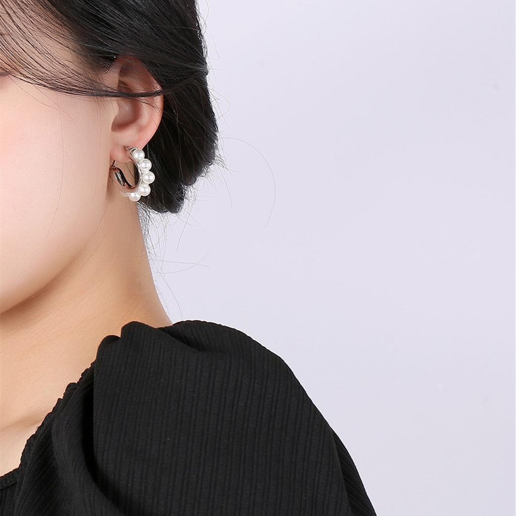European and American retro French U-shaped ear buckle celebrity court style earrings geometric pearl light luxury earrings wholesale
