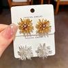 Dandelion Zirconia Stud Earrings: Women's High-End Retro Luxury for Spring/Summer