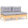 Vidaxl 13-Cz. Garden Lounge Set, Grey Cushions, Pine