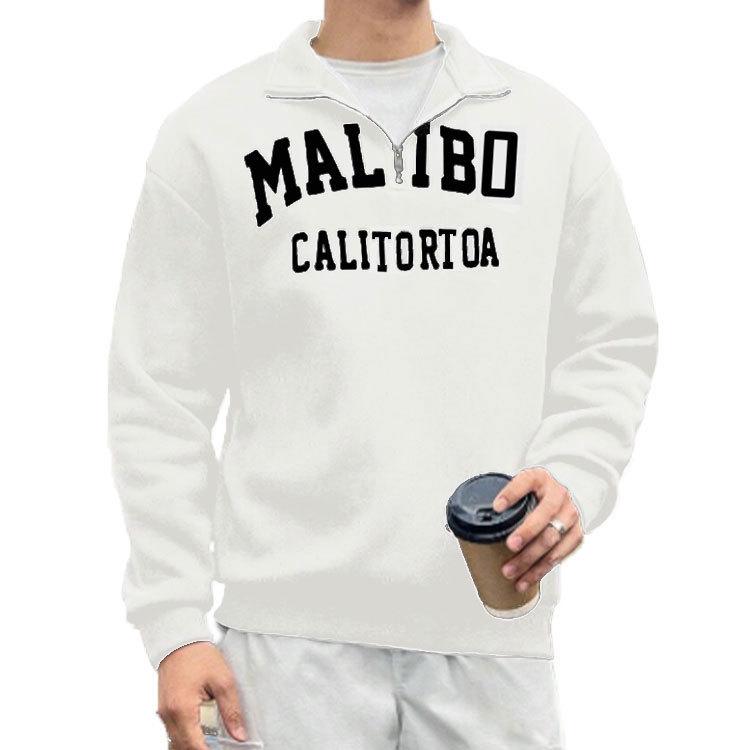 Men's Retro Stand-Up Collar Half-Zip Hoodie - Casual Loose Fit