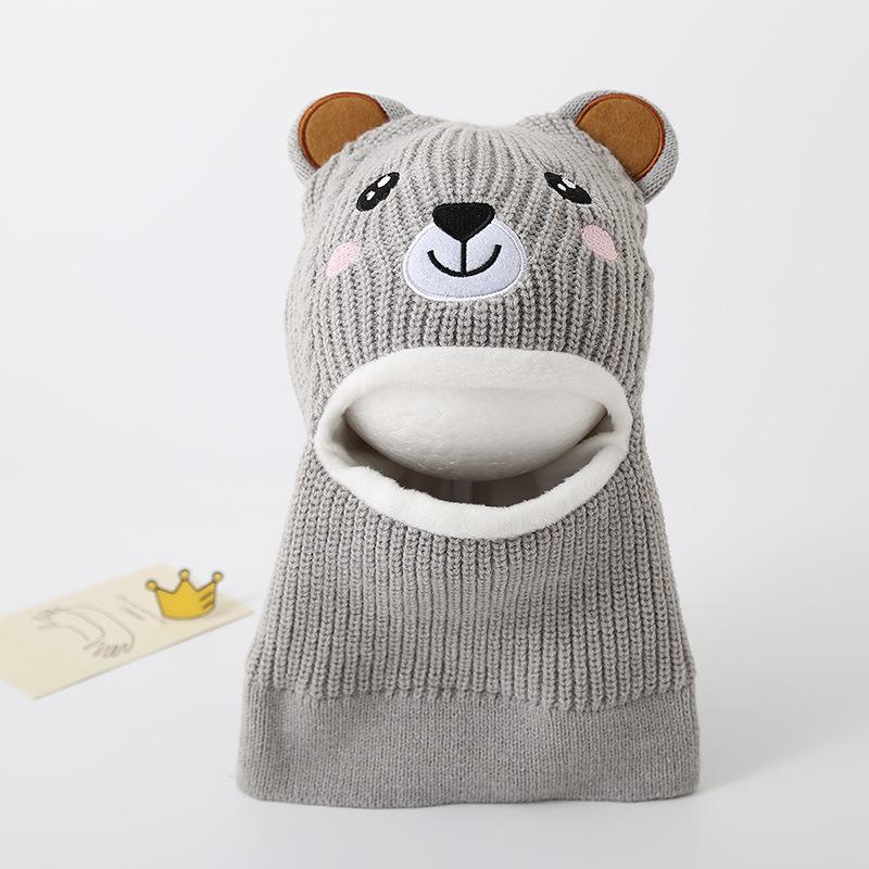 Baby Hat Scarf Integrated Hat Winter Warm Thickened Knitted Ear Hat Cute Super Cute Boys and Girls Wool Hat
