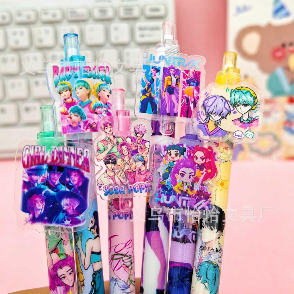 hot  K-pop Demon Hunters KPOP Theme Acrylic Gel Pen Cute Press Neutral Ballpoint Pen for Students School Stationery Supplies