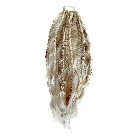 Yousheng Boho Braided Ponytail Extension with Hair Tie Hand-Braided Dreadlock Hair Extensions Long Braids Dreadlocks Wig for Women