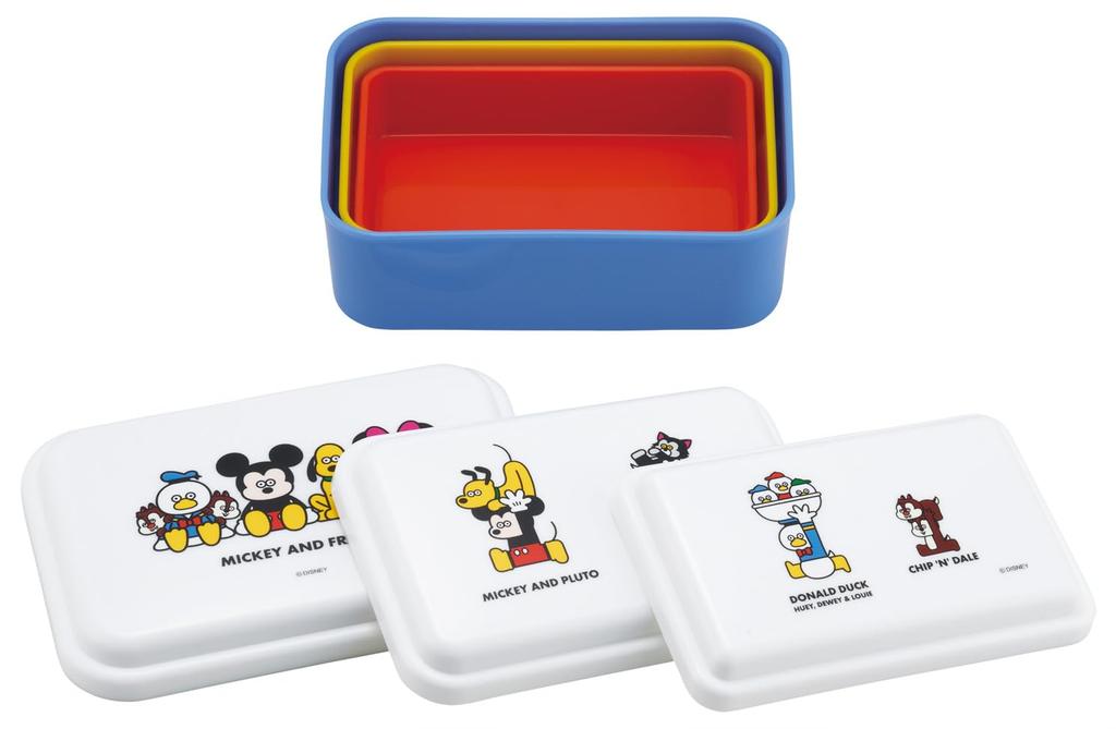 Skater Antibacterial Sealable Storage Made in Set of Disney Mickey Friends x Seiji Containers, Japan, 3, & Matsumoto, SLUS3AG-A
