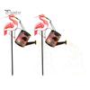 Romantic Garden Path Decor Flamingo Statue with Solar Watering Can Lights, Decorative Iron Weather Resistant Yard Decorations Outdoor Lawn Ornament