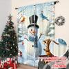 Set Of 2 Flat Printing Merry Christmas Popular Curtain Winter Snowman Polyester Without Electricity Holiday Machine Washable