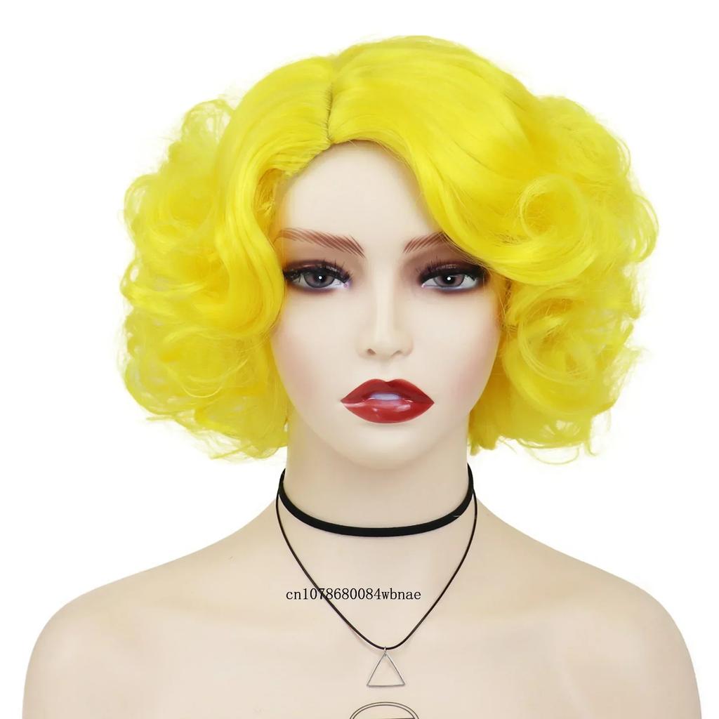 Olivgrüne Perücke für Frauen Synthetische Kurze Große Lockige Perücken Cosplay Halloween Kostümparty Flauschiger Stil Hochtemperaturfaser