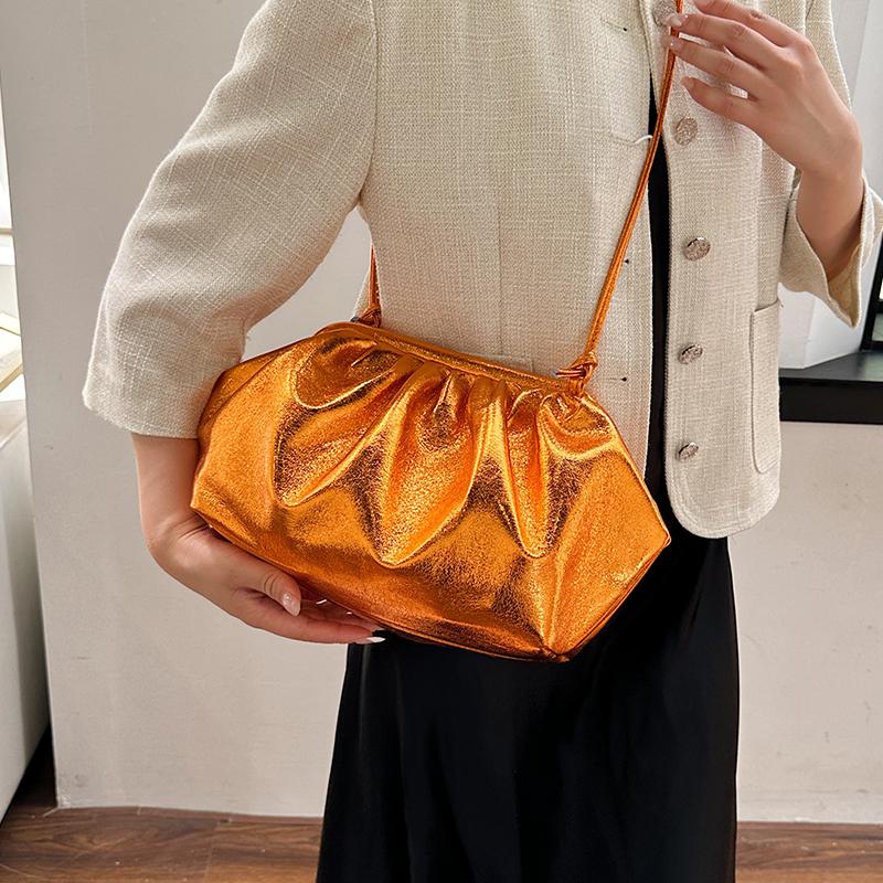 Golden Evening Clutch Bags for Women Wedding Dinner Party Crossbody Cloud Bag New Luxury Designer Purses and Handbags