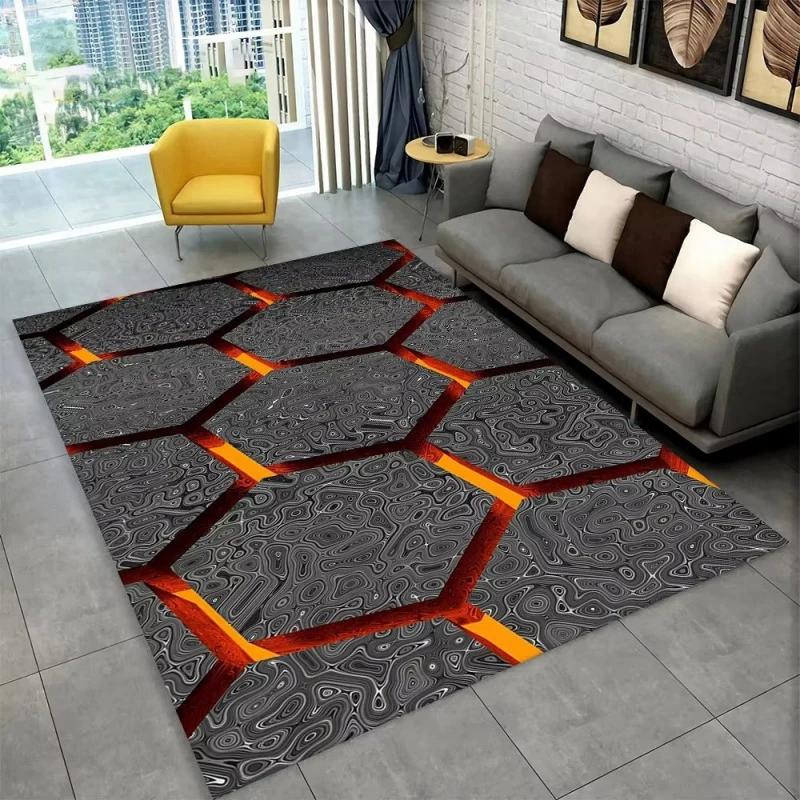3D Geometric Illusion Area Rug Abstract Modern Carpet for Living Room Bedroom Kids Play Room Non-Slip Floor Mat