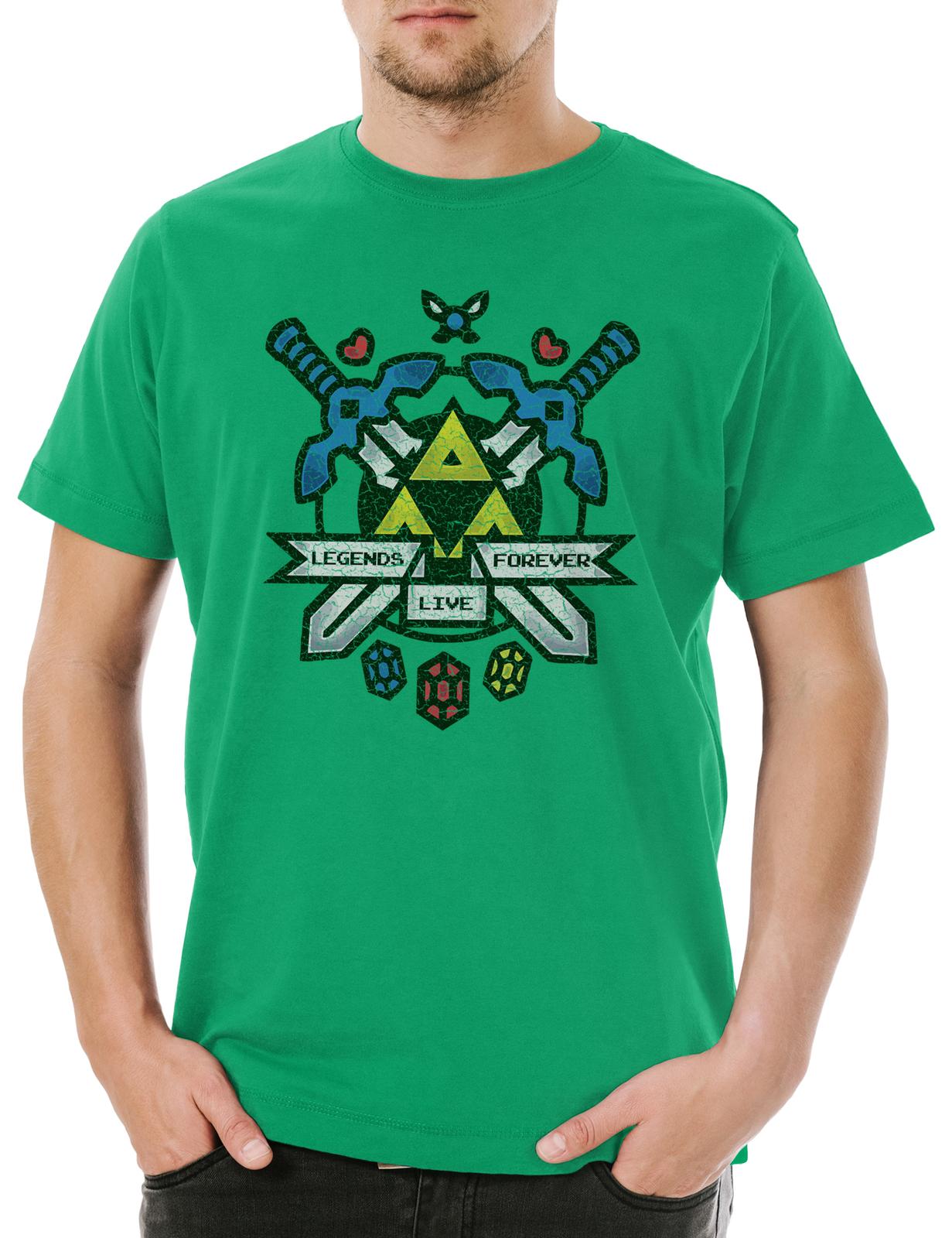 Legends Live Forever Herren T-Shirt Game Legend Gaming Triforce Link Games Geek XXL